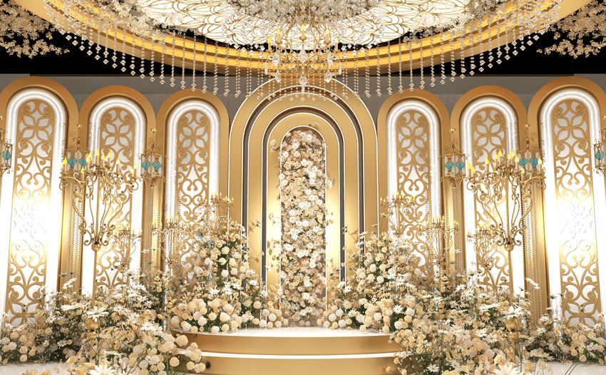 忻府香槟色调婚礼堂效果展示